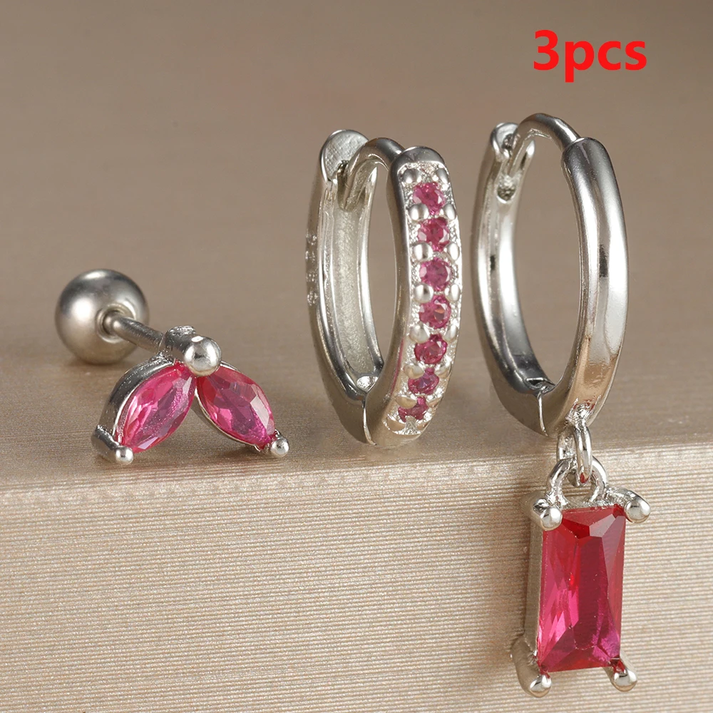 Elegant Rose Red Zircon Earrings