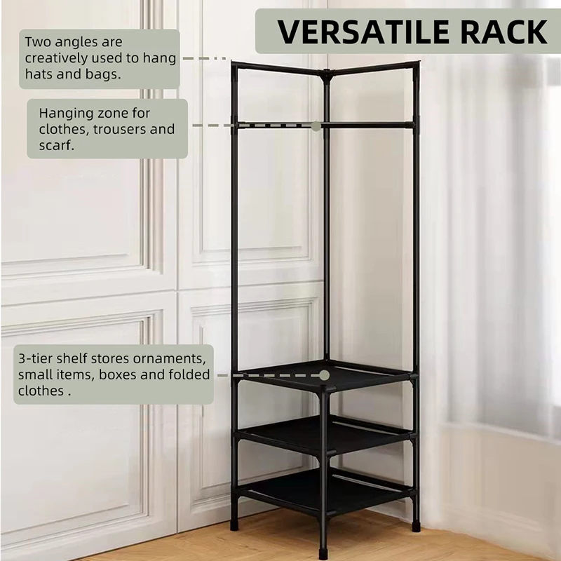 

Coat Rack Mult Function Floor Standing Hanger Organizer Removable Metal Standing Clothing Storage Shelf Cabinet Hanging Hat Rack