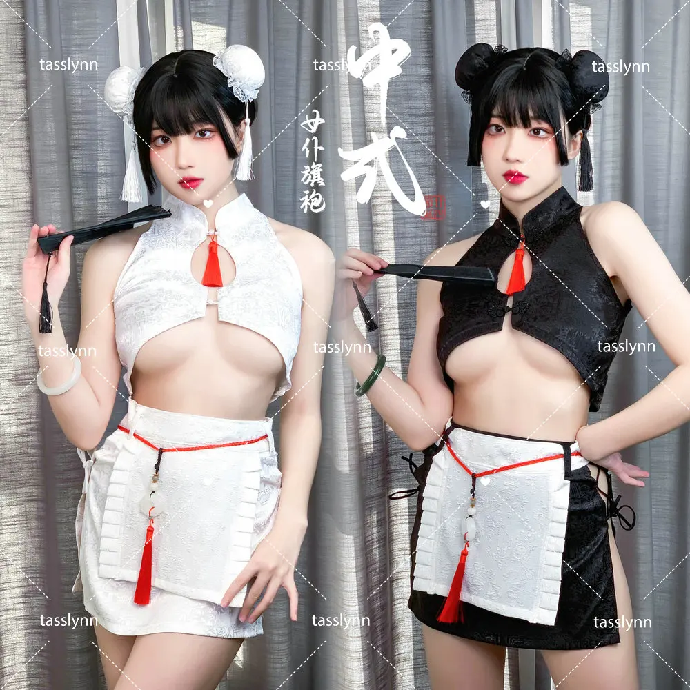 

Чжунь ли, костюмы для косплея на Хэллоуин, женское черное платье Чонсам с надписью «Faita»