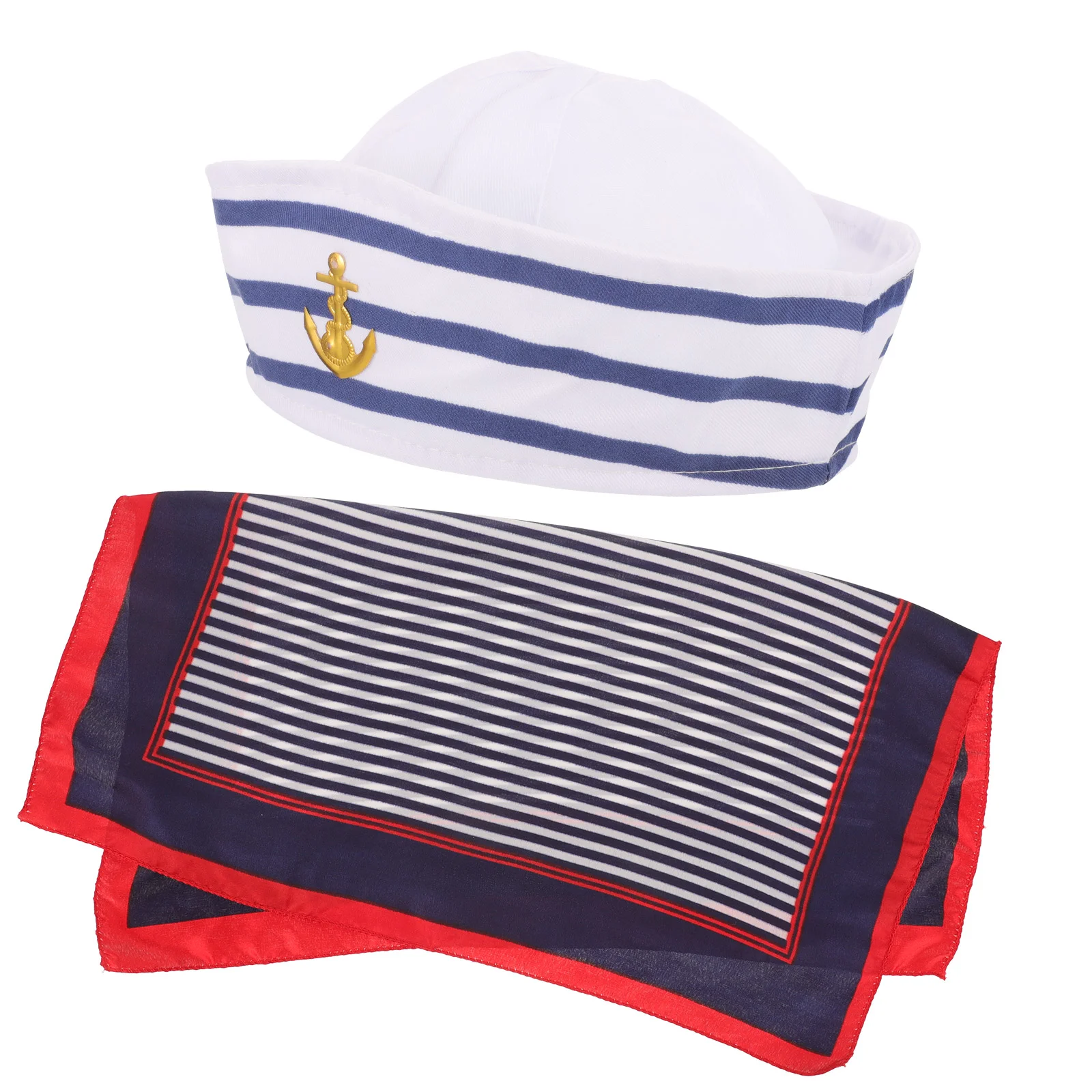 Captain Hat Scarf Set Decorative Sailor Costume Accessory Soft Lightweight Breathable Cosplay Prop Sailing Party Fancy Dress