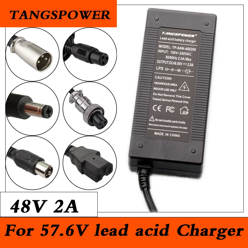 

48V 2A Lead Acid Battery Charger For 57.2V Electric Bike Lead-acid Battery Electric Scooters E-bike Motorcycle Charger