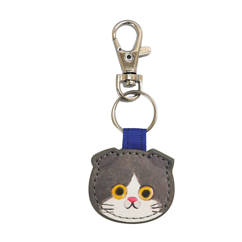Charming Cartoon Leather Cat Keychain Pendant - Fashionable Kawaii Kitten Bag Accessory