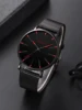 Classic fashion Alloy graduated men's mesh band quartz watch with Necklace Ring Bracelet Set Party Party Gift collection 4