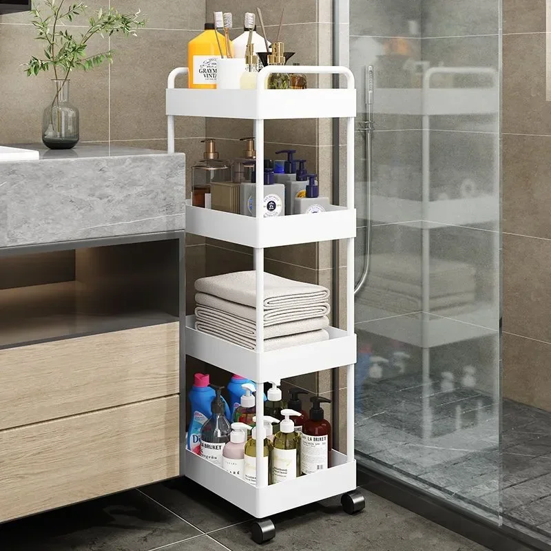 4 Floors Home Bathroom Mobile Storage Rack Beauty Salon Trolley Shelf Portable Clip-in Storage Rack Multi-Layer Snack Rack 6