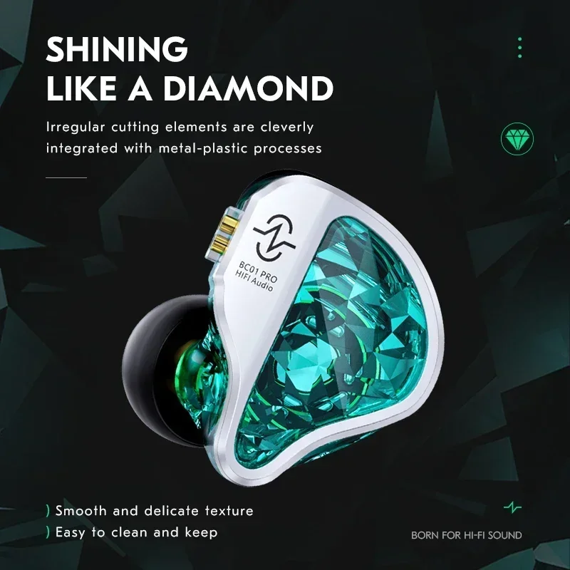 CCZ Harmony BC01 pro Hybrid Driver HIFI earphones Excellent Zinc alloy cover Customized High-End BA Wired Earbuds 2
