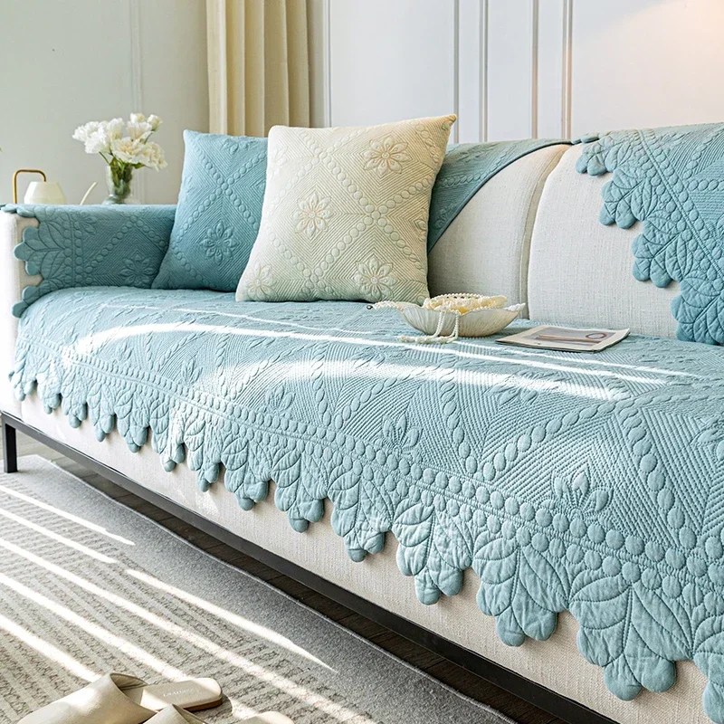 Flowers Jacquard Sofa Cushion for Living Room Cotton Non-slip Sofa Towel Housses De Canapé Couch Slipcover Couch Mat Pad 쇼파커버 4