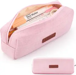 Stylish Multifunctional Canvas Pouch for Students and Professionals (Pink)
