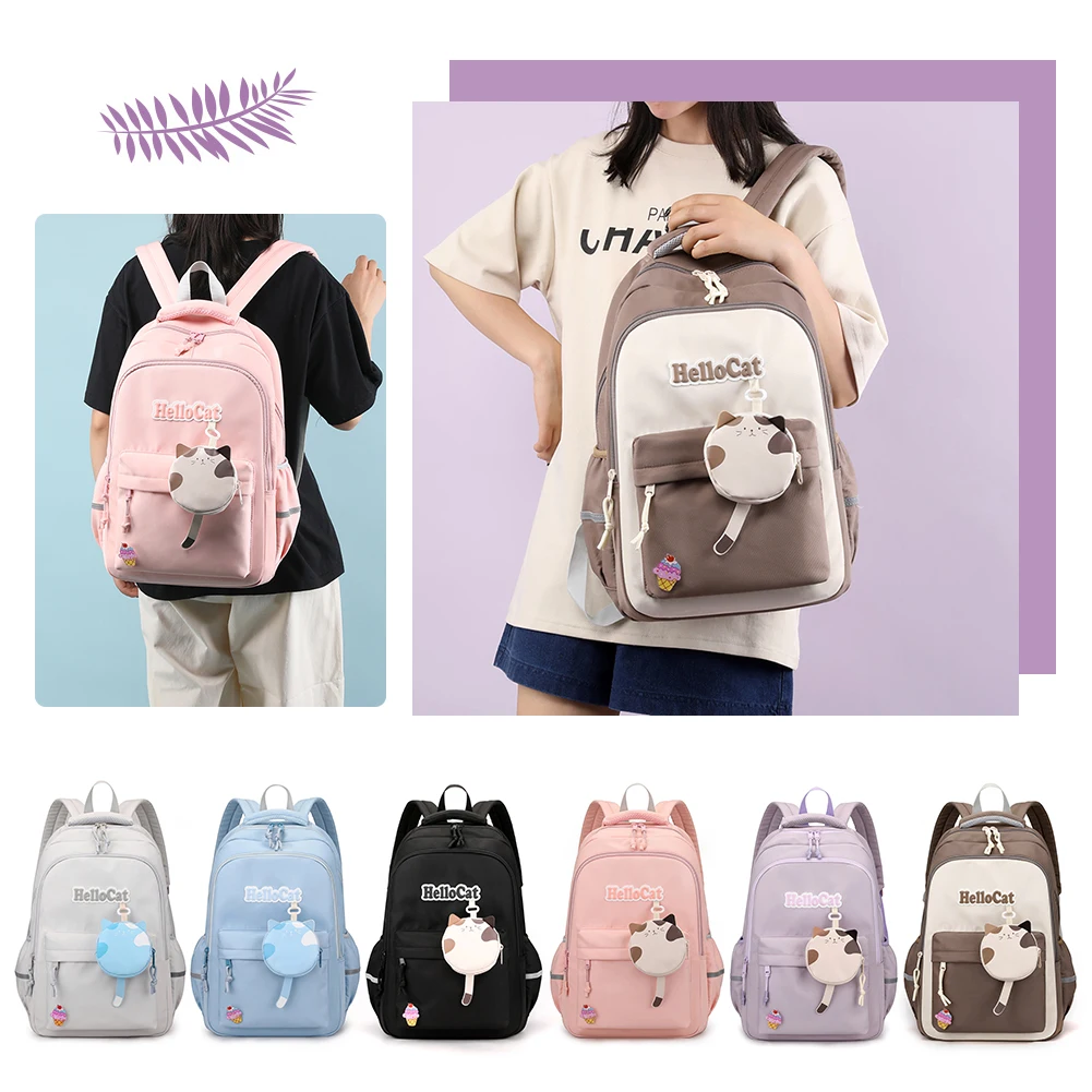 New Waterproof Nylon Women Backpack Female Travel Bag Backpacks Schoolbag for Teenage Girls Solid Color Bookbag Mochila 1