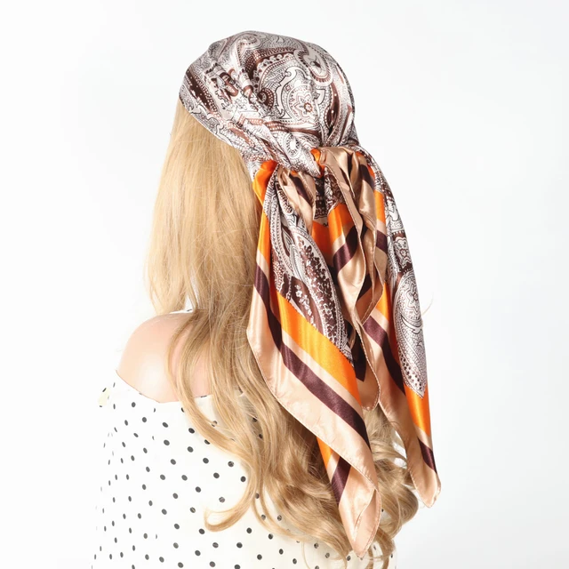 New Silk Scarf and Wrap for Designer Luxury Brand Kerchief Neck Head/Hair Scarves Bandana Handkerchief 90X90CM Headscarf 54