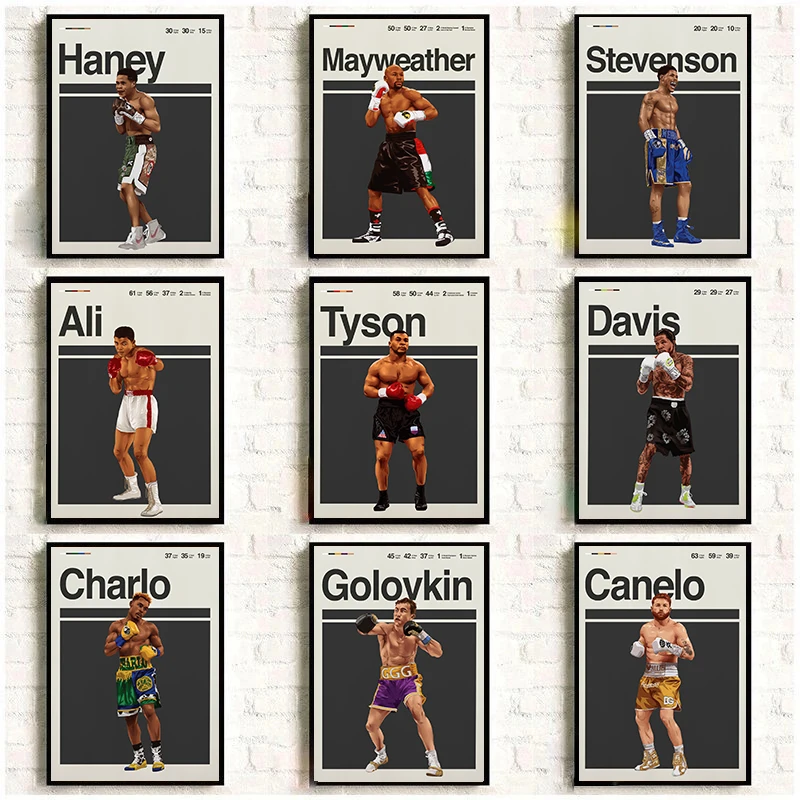 Minimalista Famoso Boxer Ritratto Poster Mike Tyson Muhammad Ali Poster Sport Tela Pittura Immagini A Parete Home Gym Decor