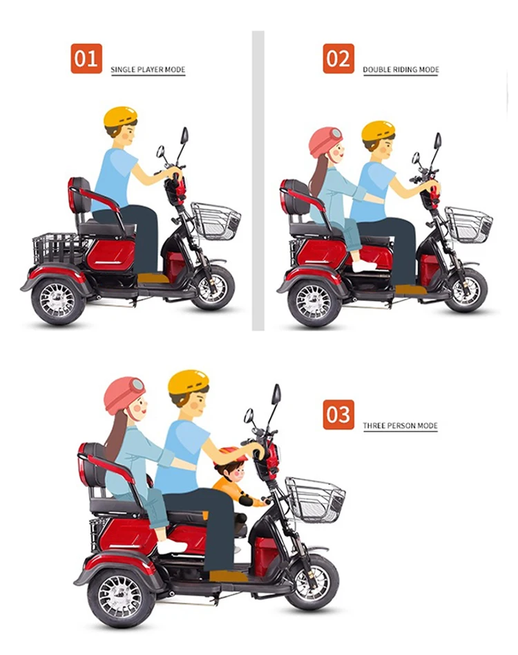 China Three Wheel Mini Scooter Manned electric tricycle E Trike for mobility-impaired people