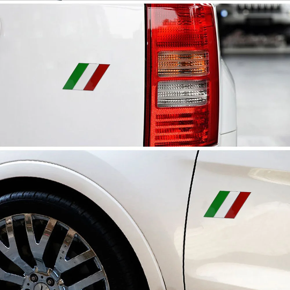 DSYCAR 2 Teile/para Auto 3D Metall Italien Flagge Emblem Abzeichen
