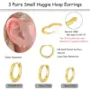 Shevalues Women 3 Pairs Small Earrings Lady Classic 14K Gold Hoop Fashion Tiny Huggie Hoop Earrings Set Hypoallergenic Earring 4