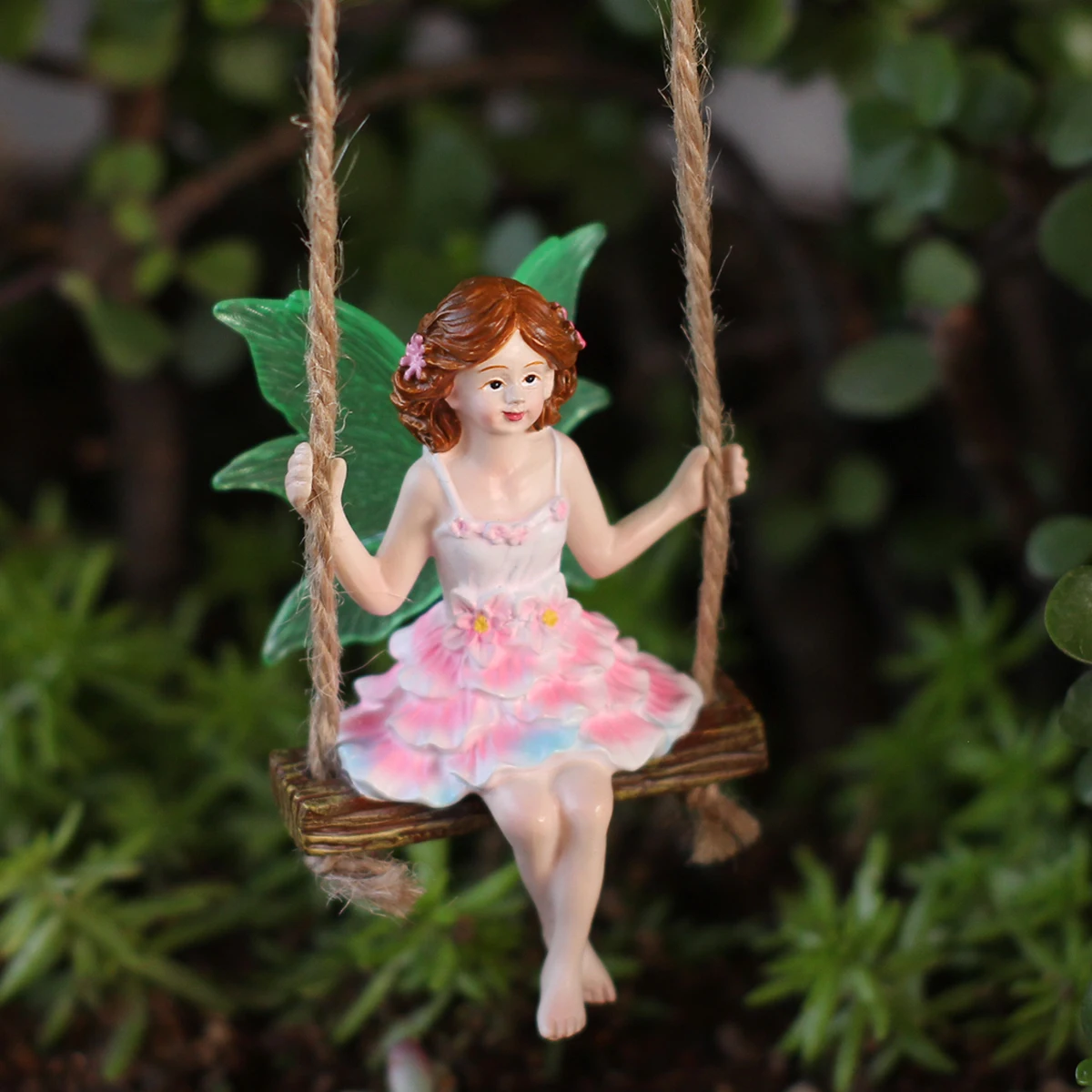 1 rosa Feenkleid-Schwingfigur, kreative fluoreszierende Flügel-Mädchenfigur, Gartendekorationsanhänger, Familiengeschenk