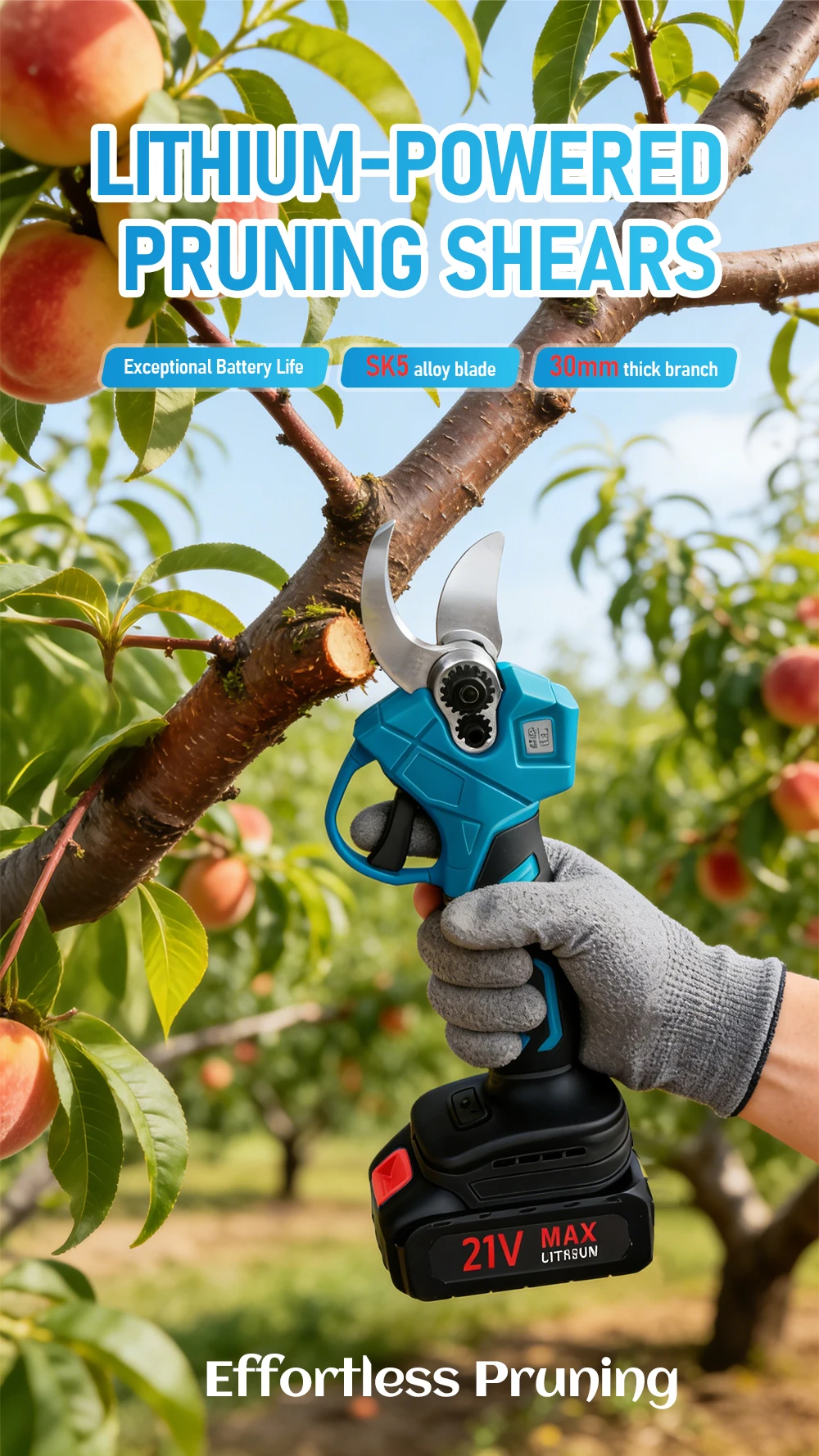 Brushless Gardening Tool Cordless Electric Pruning Shears 21V Rechargeable Lithi
