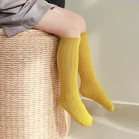 Boy Girl Kids Socks Solid Color Ribbed Knee High Baby Long Sock Soft Cotton Children Leg Warmers Newborn Toddler Breathable Sock 2