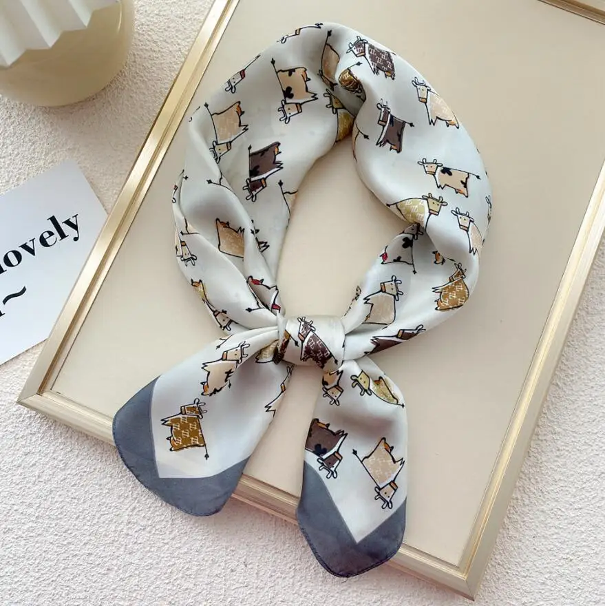 

Женский квадратный шарф с принтом коровы, многофункциональный шейный платок 70 см, 2022