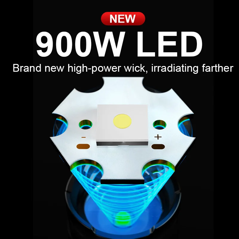 2025 가장 강력한 LED 손전등, USB 충전식 가변 줌 울트라 브라이트 손전등, 원격 5000m 전술 조명