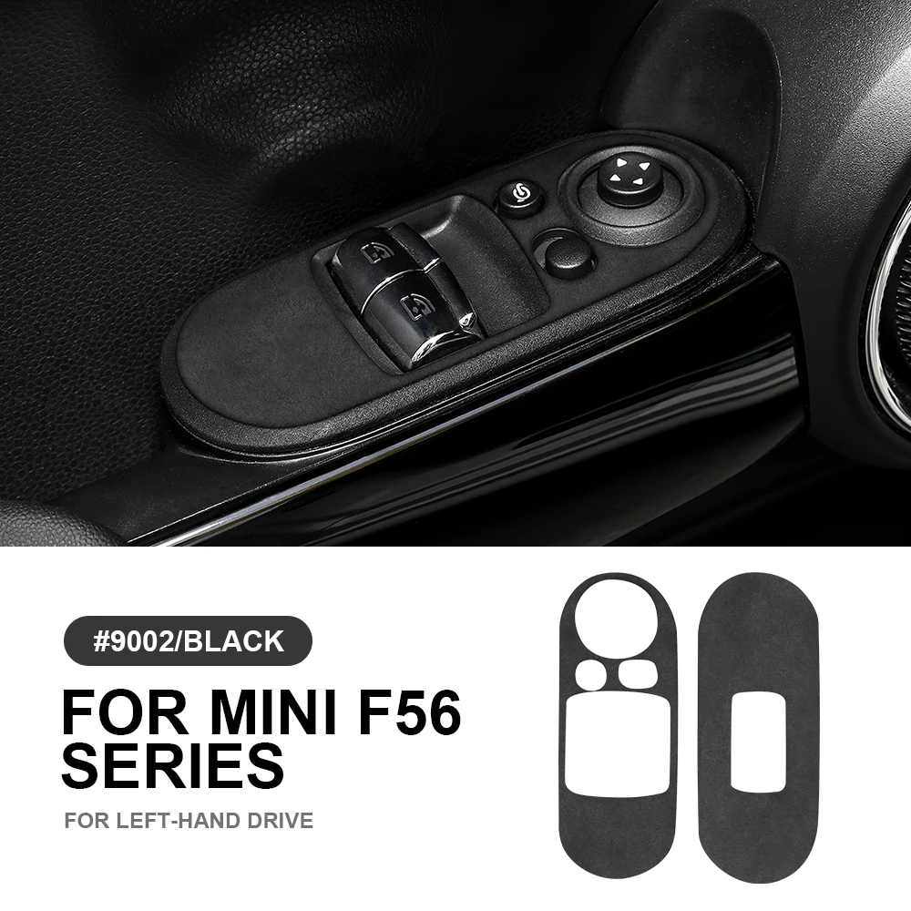 AMBERMILE Italian Top Suede Door Window Lifter Switch Panel Sticker for Mini Coo