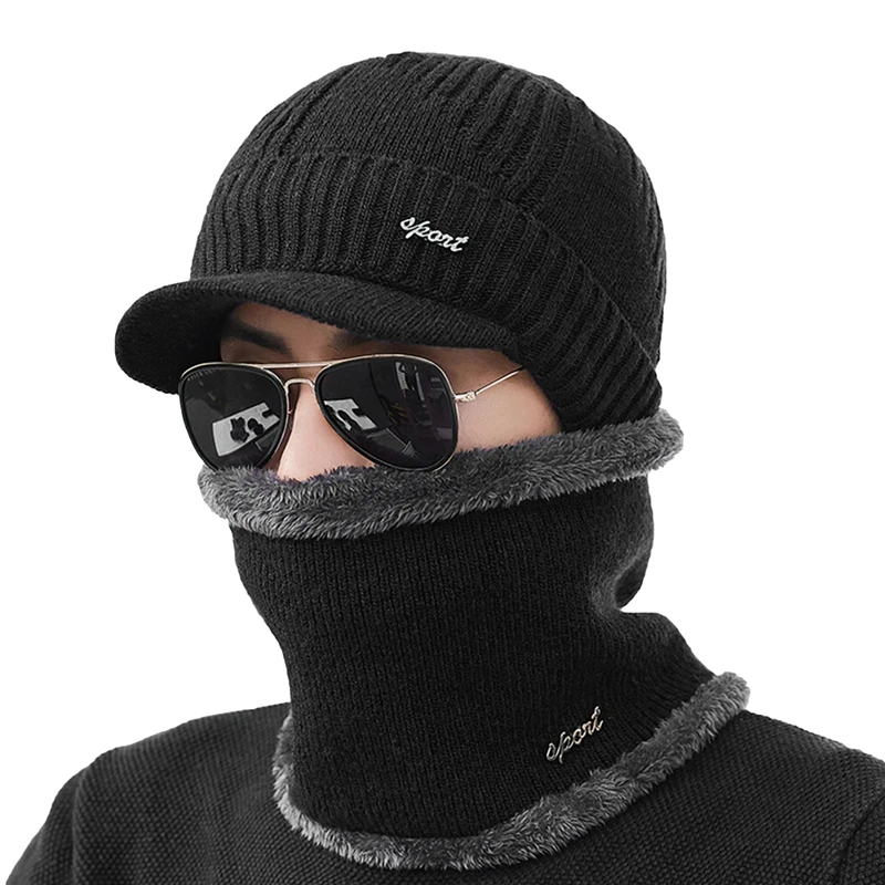 

Winter Warm Knitted Hat Outdoor Cycling Ear Protection Warm Thicken Neck Scarf Cap Full Face Mask Cap for Extreme Cold Weather