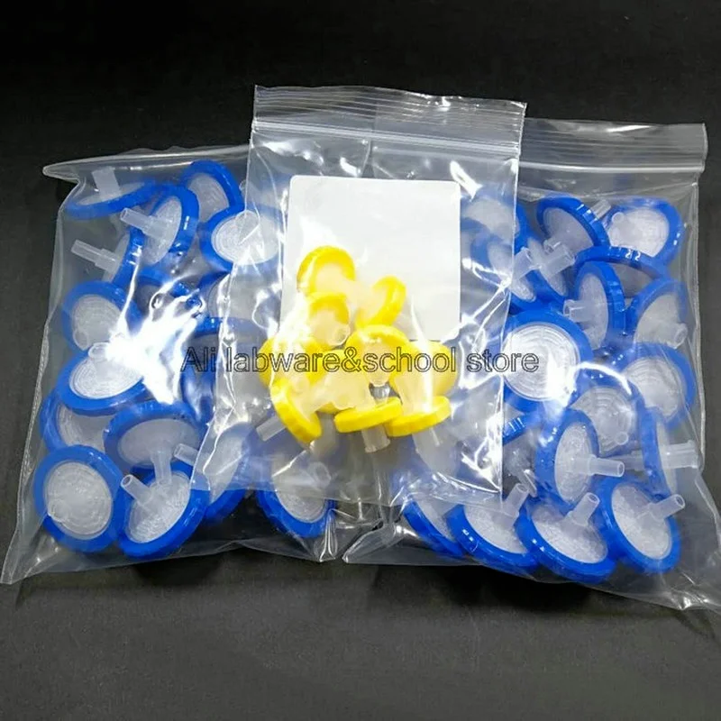100pcs 200pcs 13/25mm, 0.22/0.45/0.8 Hydrophilic microporous filter, CA-CN Syringe millipore filtration