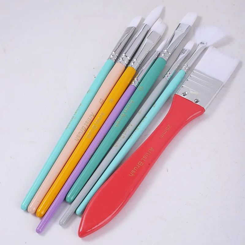 8pcs 휴대용 캔버스 가방 나일론 헤어 다기능 유화 브러쉬 세트 아크릴 수채화 짧은 막대 페인트 브러쉬 아티스트 용품