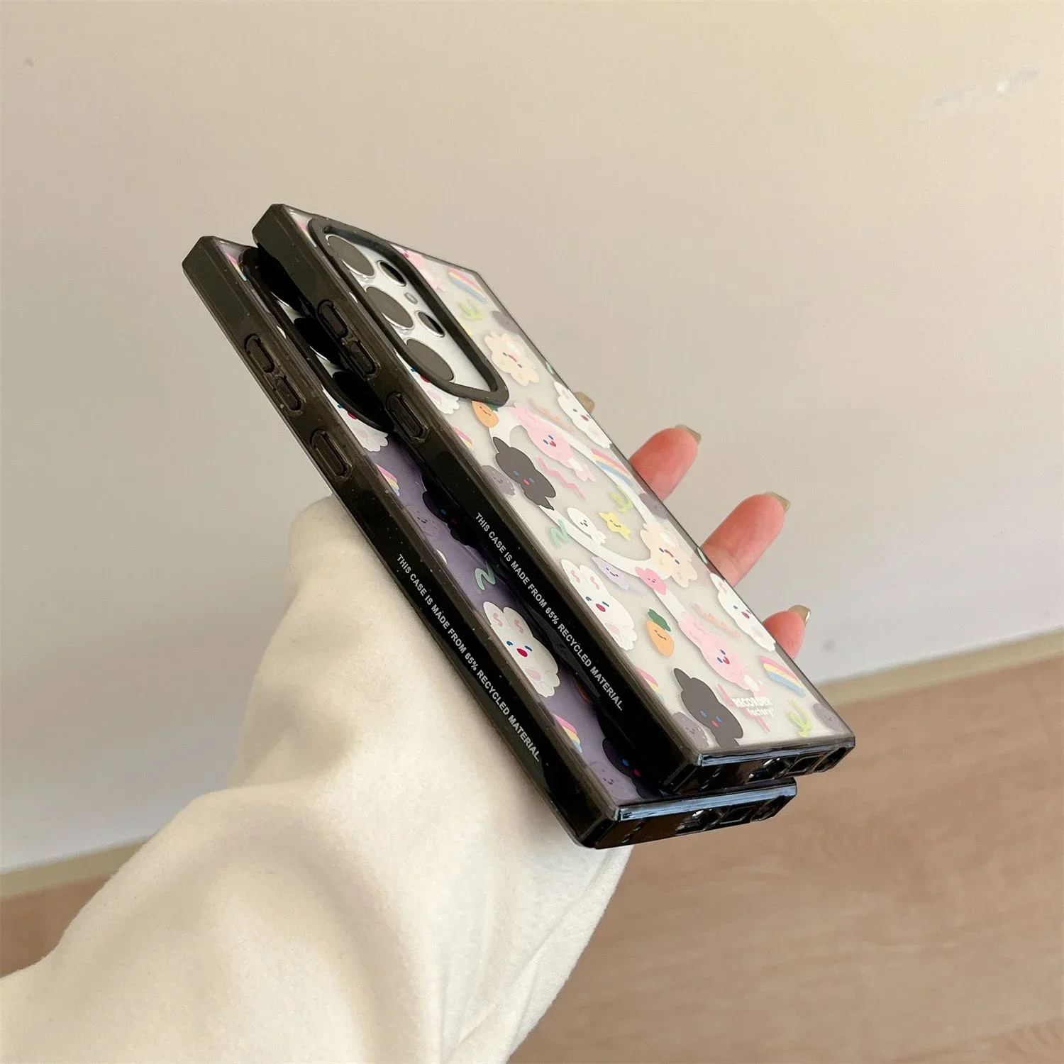 Cute Rabbit MagSafe Acrylic Black Border Magnetic Phone Case for Samsung Galaxy S22U S23 Ultra S24 Ultra Cover Protective Shell