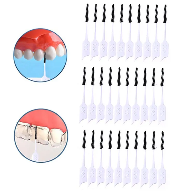 

20Pcs/30Pcs Interdental Brush Cleaning Teeth Gaps Oral Care Soft Silicone Head Interdental Brush Good For Gums