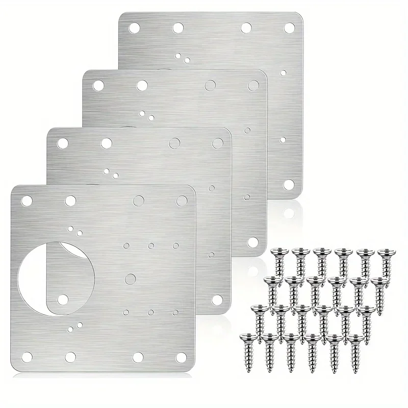 4-piece cabinet hinge repair panel, kitchen hinge repair panel kit including fixing screws, protective wooden doors, furniture