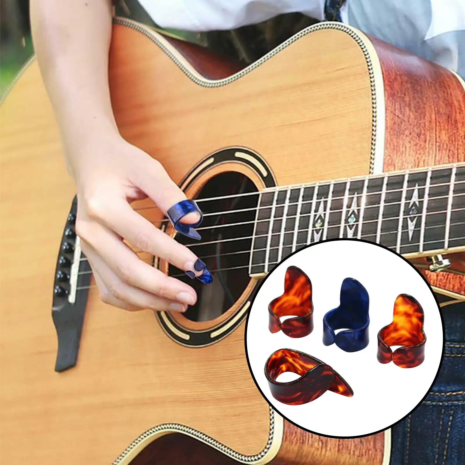 Lohobby 4x Thumb &Finger Picks Thumbpick for Fingerstyle Acoustic Guitar Bass