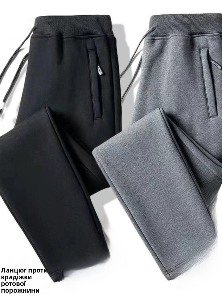 Men's Winter Thiened Fce Casual Pants Loose Fit Warmth Youth Sle Dstring Trousers Autumn Long Pants Trendy Sle