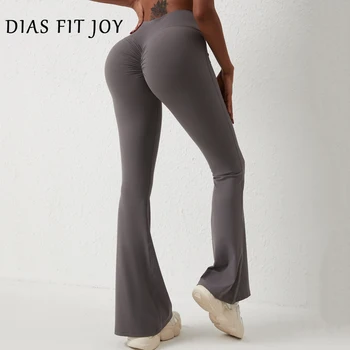 DIAS FIT JOY Peach flared pants for women's yoga high waisted and hip lifting tight pants wide leg fitness pants quick drying 1