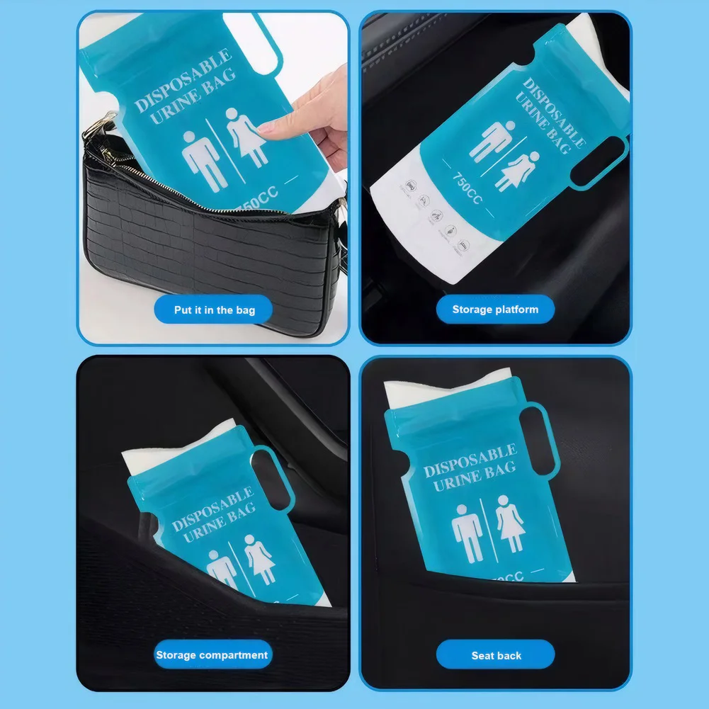 Portable Emergency Urinal Bags 800ML Disposable Travel Vomit Bag with Handle Outdoor Camping Mobile Toilet Pee Bag for Men Women