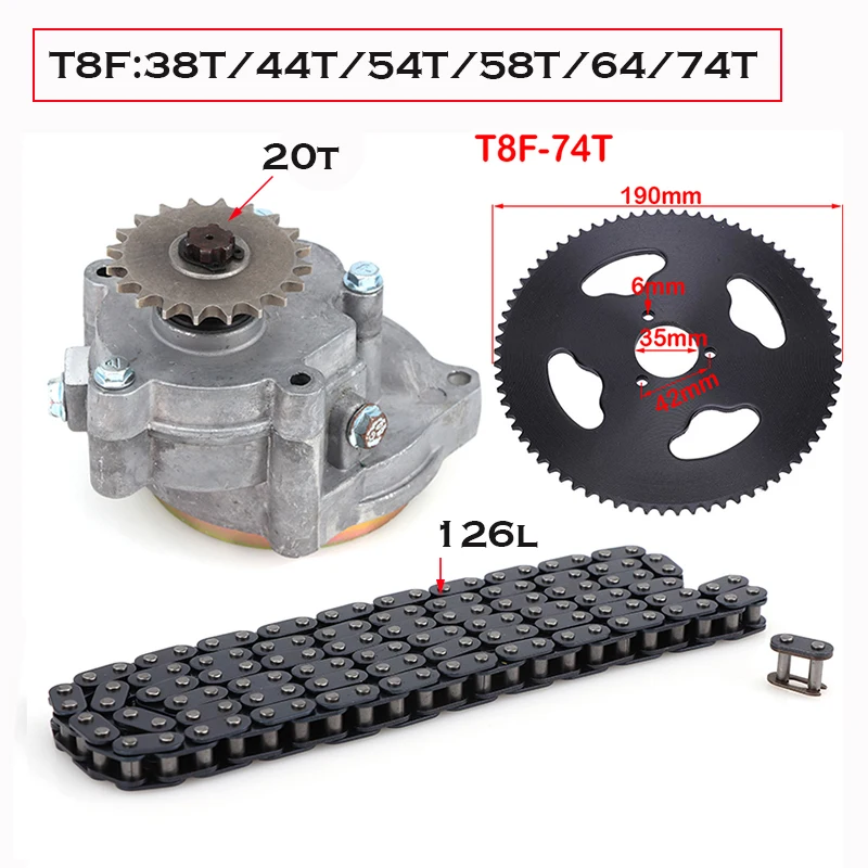 

T8F Clutch Drum Gear Box Sprocket with chain for 33cc 43cc 49cc Ty Rod II Go Kart Mini Moto Dirt Bike Scooter Xtreme ATV buggy