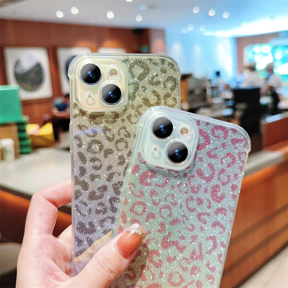 „Lase Leopad“ apsauginis telefono dėklas, skirtas „iPhone 15“, 14, 13, 12, 11, „Po Max Mini XR XS X 7 8 Plus“ ir atsparus smūgiams, minkštas TPU dėklas._voghion.com