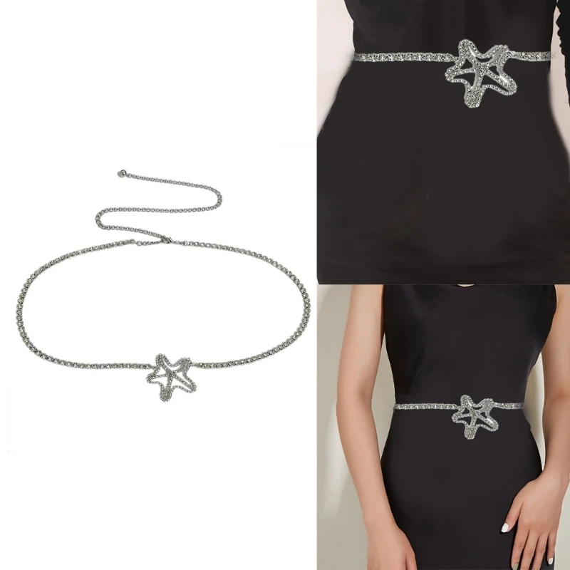 

Hip Hop Waist Belt for Street Dance Music Festival Jeans Dress Belt Body Jewelry Versatile Star Rhinestones