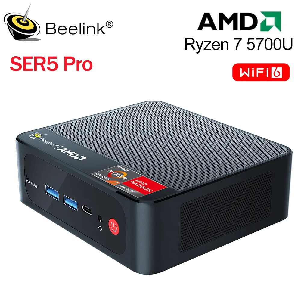 2023 Beelink SER5 Pro Ryzen7 5700U Mini PC DDR4 32GB SSD 500GB NVME SSD Wifi6 Computer da tavolo VS SER5 Max 5800H