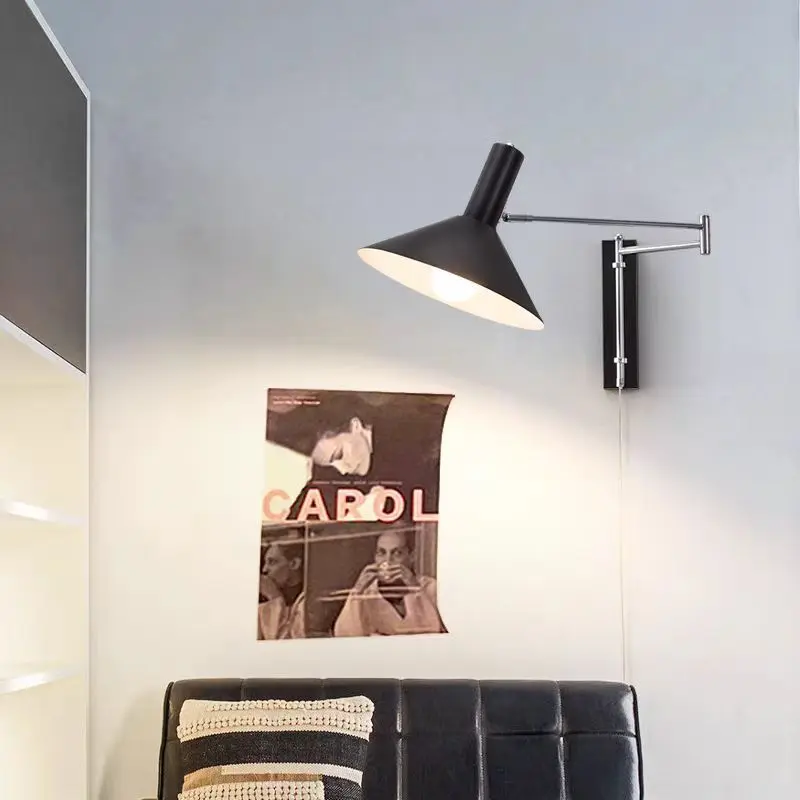 Modern Swing Wall Lamps Loft Adjustable Head Wall Lights Surface Installation Reading Wall Sconces E27 Indoor Wall Lamp 85-260v