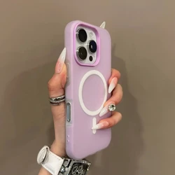 Luxury Candy MagSafe Wireless Charging Matte Phone Case with Magnetic Bumper for iPhone 17 Pro Max (PURPLE)