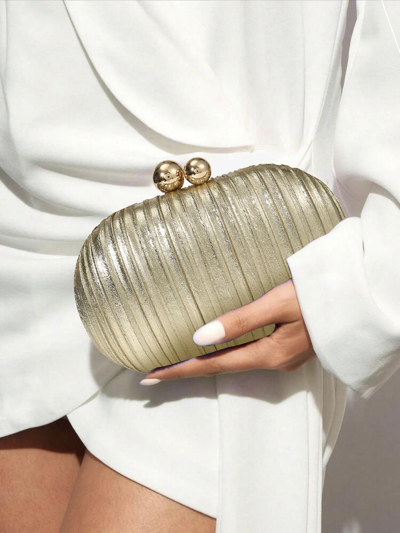 Elegante Satin-Plissee-Handtasche 2025, neues Nischendesign, Braut-Prinzessin, Damen-Abendtasche, Zeremonientuch, runde Geldbörsen und Clutches – Detail 3