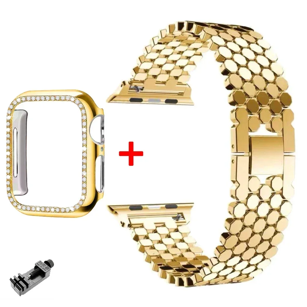 حزام نسائي من الفولاذ المقاوم للصدأ لساعة أبل التر...