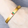 Luxury Round Enamel Stainless Steel Bangles & Bracelets No Fade Color Open Bangle For Women Girls Men Wedding Lover Jewelry 6