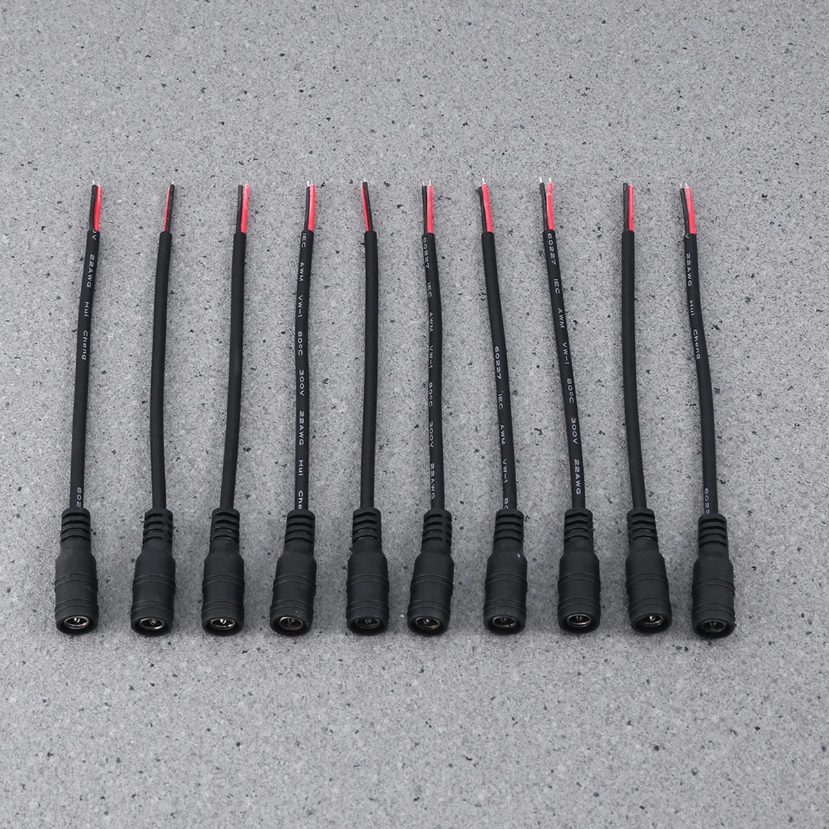 

10 PCS 55x21mm Female Power Connector Plug Cable Jack Adapter for CCTV Camera (Black)