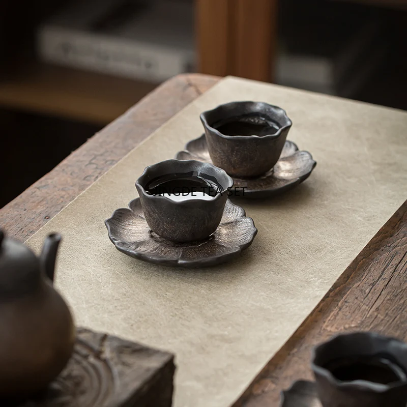 1 piece of Chinese creative ceramic tea cup meditation cup gold-plated ceramic tea bowl Kung Fu tea set