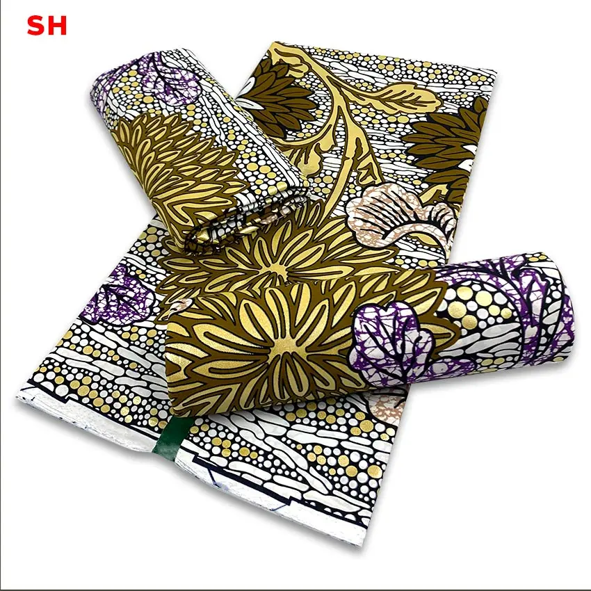 

ankara fabric african real wax print Dust Golden ruffle Wax Grand Cotton real dutch wax fabric material