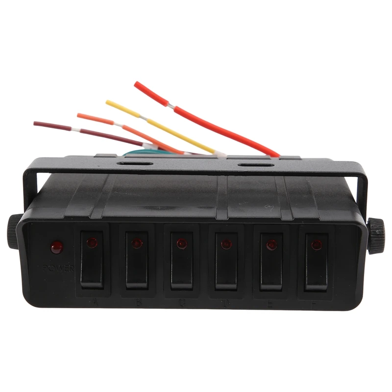 LED 조명 장착 로커 스위치 박스, 자동차 보트 해양 SUV용 스위치 패널, 6 갱, 12-24V, 80A
