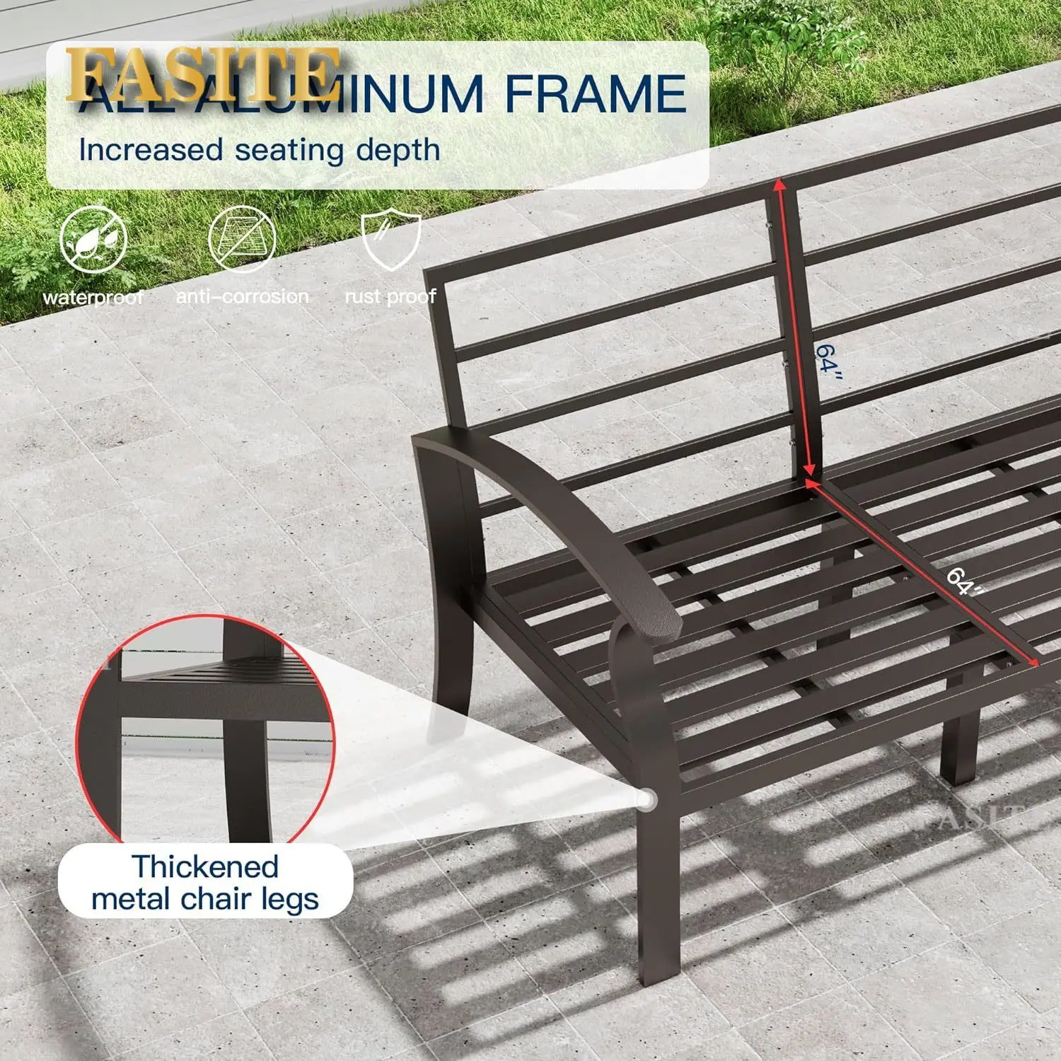Aluminum Patio Furniture Set, 8 Pieces 9 Seat Metal Outdoor Furniture with 45 Propane Gas Fire Pit & Swivel, Sand