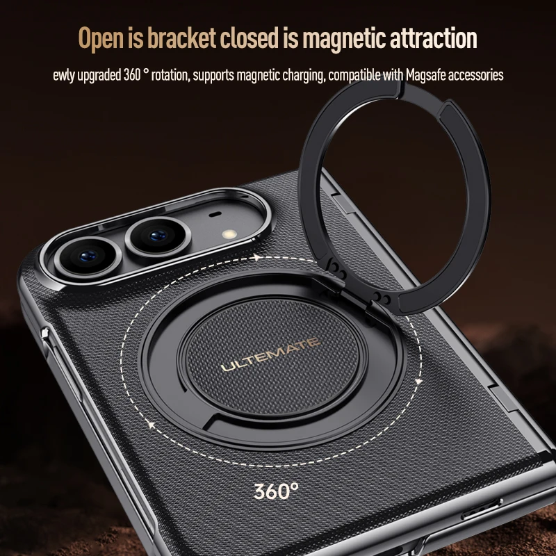 Luxury Magnetic PU Leather Case with Rotating Bracket & Hand Strap, Includes HD Privacy Glass