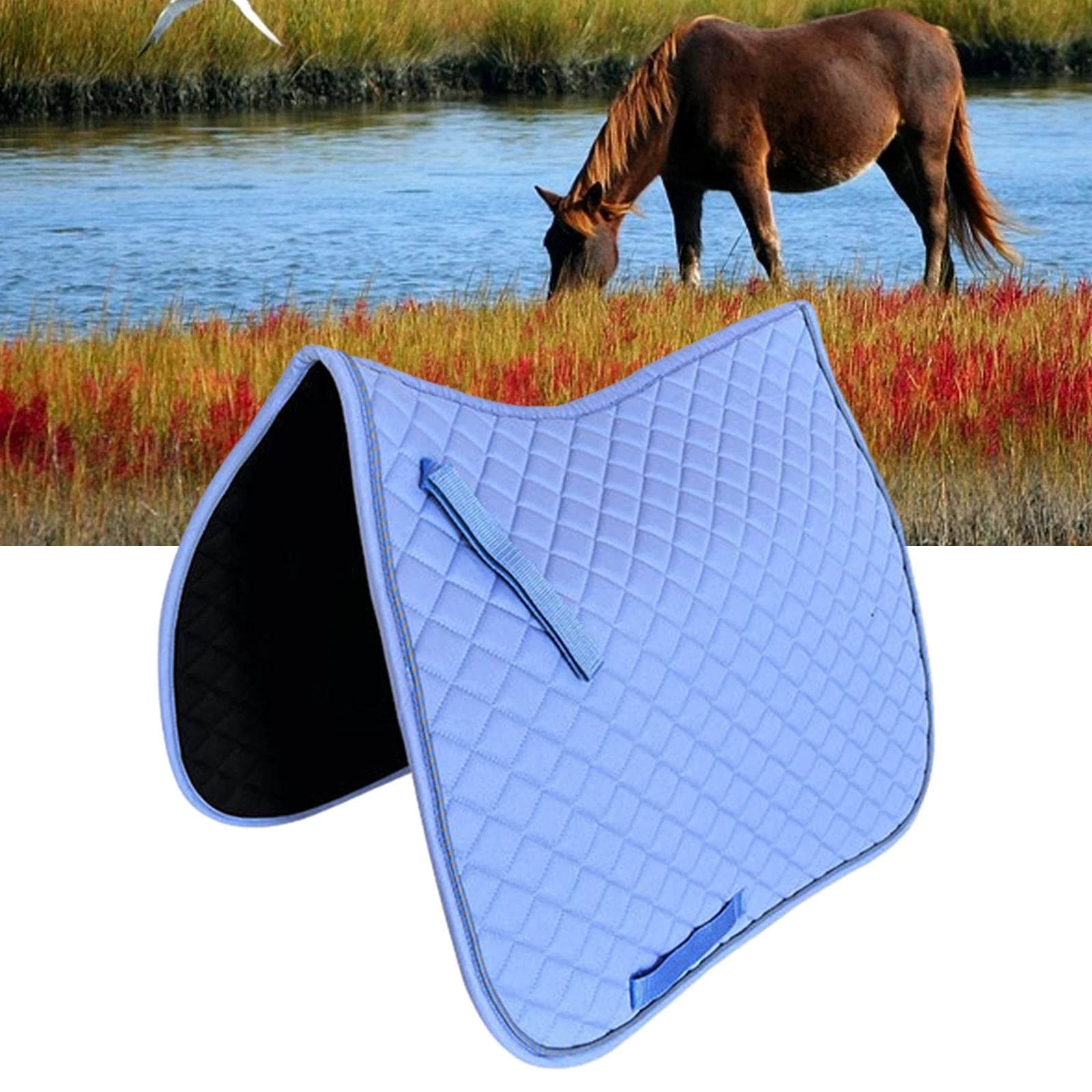 Horse Saddle Pad Non Slip Breathable Soft Sports Riding Thickened Sponge Lining Shock Absorbing Protective Portable Shock Pad