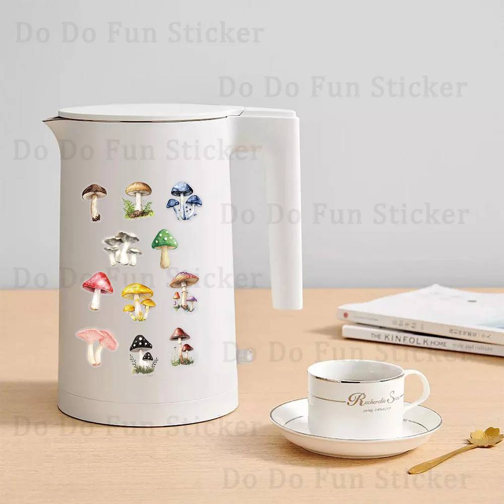 Mushroom PET Graffiti Stickers Transparent Waterproof Oil Resistant Material Decoration 50PCS
